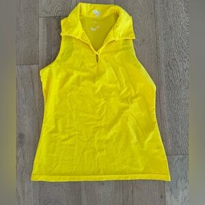 Tzu Tzu Quinn Polo Top Sleeveless Yellow Large